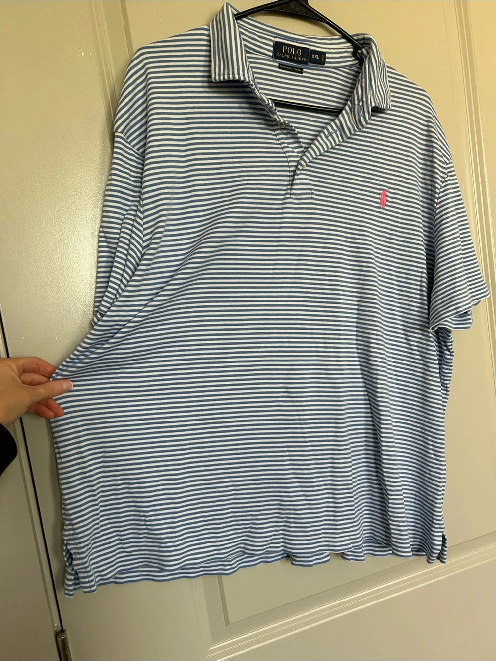 Polo Ralph Lauren Men’s Blue & White Striped Pima Soft Touch Polo